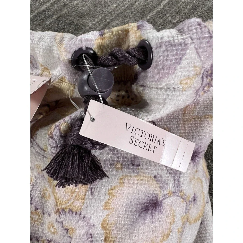 Victoria's Secret 2-in-1 Floral Purple/Gold Towel Backpack 63x36” NWT